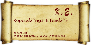 Kopcsányi Elemér névjegykártya