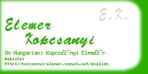elemer kopcsanyi business card